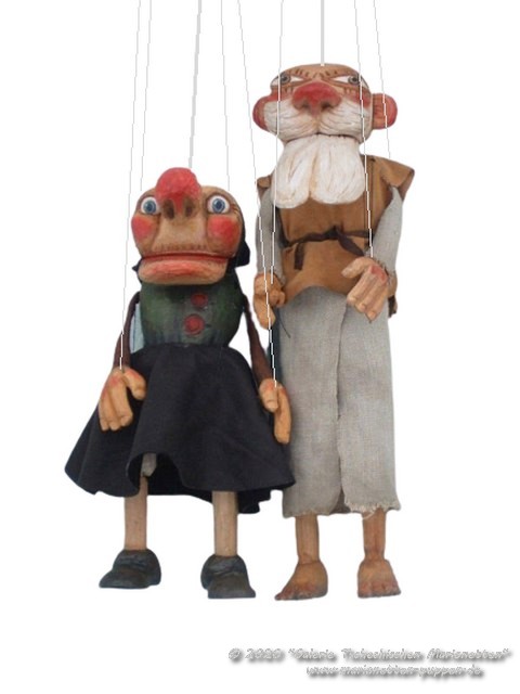 Bába a děda loutky marionety